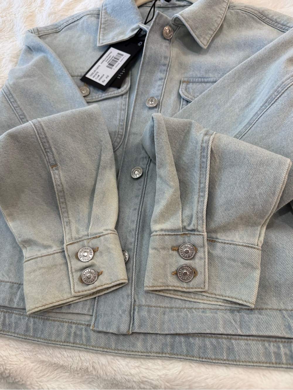 PAIGE Natalia Cropped Denim Shacket Windward Light Wash Jacket XS NWT - Picture 13 of 16